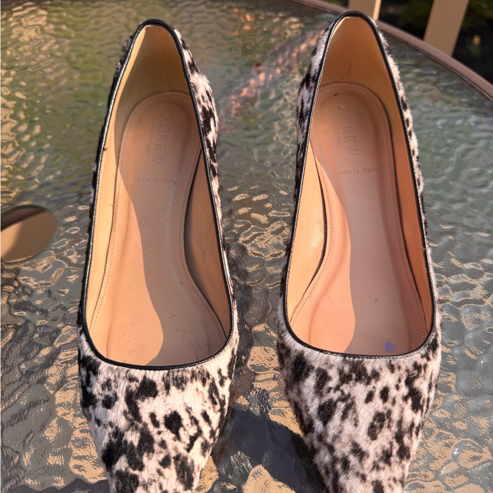 J. Crew Black and White Animal Print Heels